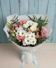 Букет цветов из:  Розы, Лизиантусы и Хризантемы в Боковской
