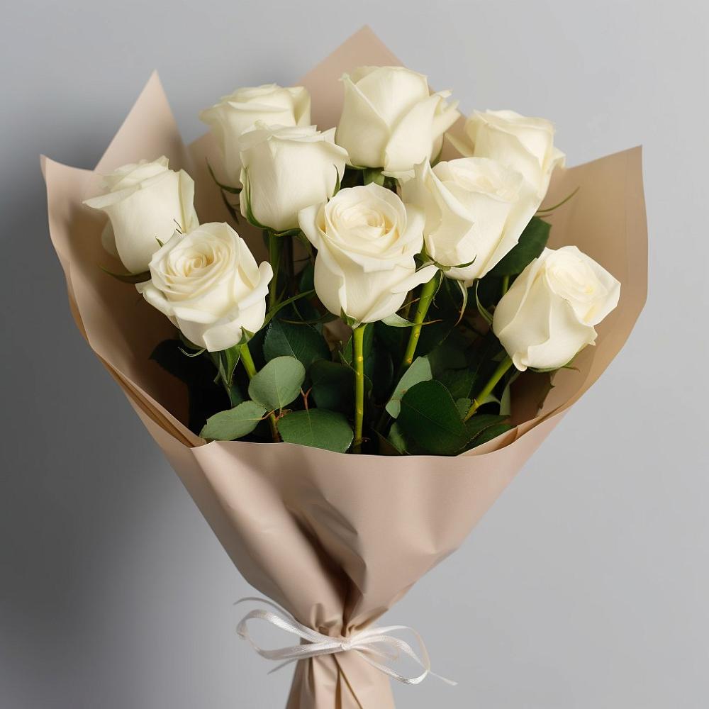 Букет 9 Белых роз Эдлесс Лав в Боковской