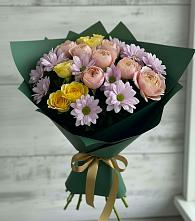 Букет цветов из:  Хризантемы и Розы в Боковской