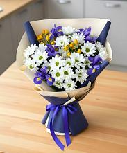 Букет цветов из:  Розы, Ирисы и Хризантемы в Боковской