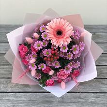 Букет цветов из:  Розы, Герберы и Хризантемы в Боковской